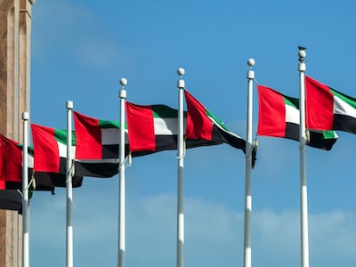 UAE Flag at Emirates Palace in Abu Dhabi. Victor Besa / The National