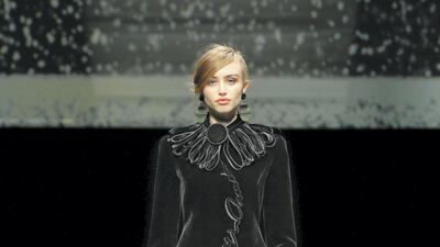 A look from Armani's autumn / winter 2020-21 show at Milan Fashion Week