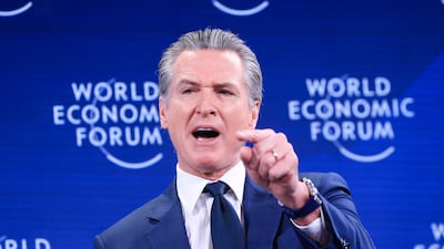 Gavin Newsom, the Governor of California, speaking at the WEF annual meeting. Bloomberg