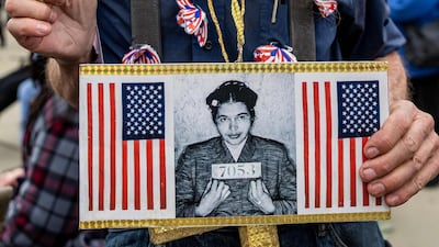 A protester outside the Capitol. Getty / AFP