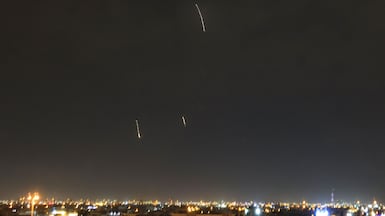 Missiles in the skies over Doha on Tuesday. AFP