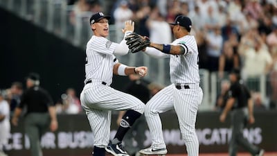Major League Baseball - New York Yankees v Boston Red Sox - London Stadium, London, Britain. New York Yankees' Aaron Judge celebrates after the match. REUTERS
