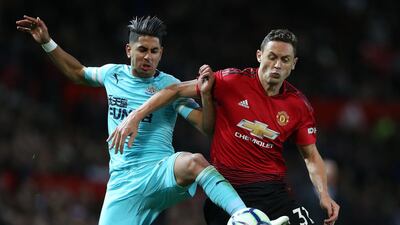 Manchester United's Nemanja Matic in action with Newcastle United's Ayoze Perez. EPA