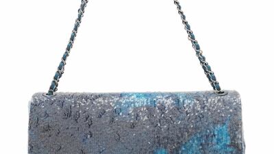 A spring / summer Runway Waterfall sequin flap bag with silver hardware. Estimate: £2,000 – 3,000. Courtesy Christie's