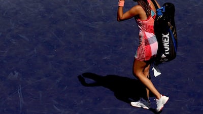 Ana Ivanovic leave the court after losing to Karolina Pliskova on Monday at the Indian Wells WTA tournament. Matthew Stockman / Getty Images / AFP / March 14, 2016