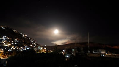 Syrian air defence missiles are seen in the sky over the capital Damascus, Syria, May 10, 2018. EPA