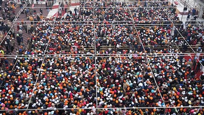 Devotees crowd to visit the Golden Temple in Amritsar on New Year's Day. AFP