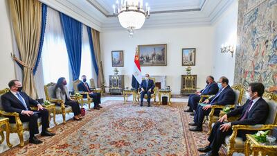 Egypt President Abdel Fattah El Sisi meets White House national security adviser Jake Sullivan. Photo: Egypt Presidency