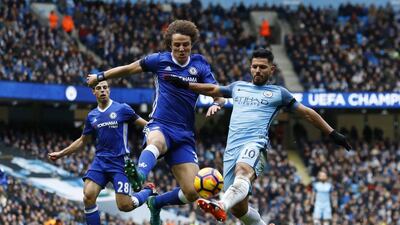 Chelsea's David Luiz and Manchester City's Sergio Aguero vie for the ball on Saturday. Jason Cairnduff / Action Images / Reuters / December 3, 2016