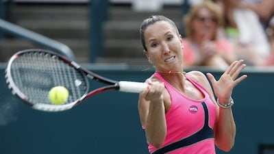 Jelena Jankovic plays a shot to Tatjana Maria during her win in the second round at the WTA Charleston tournament on Tuesday. Mic Smith / AP / April 7, 2015