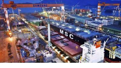 Samsung Heavy Industries' shipbuilding yard in Geoje, South Korea. UASC has nine container ships on order in anticipation of a rise in China business.