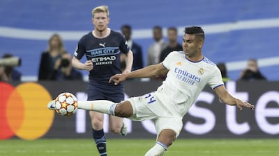 Real Madrid's Casemiro in action during the Uefa Champions League semi-final second-leg against Manchester City. EPA