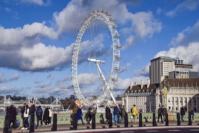 A busy Westminster Bridge and the London Eye. Getty Images
