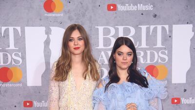 Singers Klara Soderberg, left, and Johanna Sderberg in Stine Goya. Photo: AP