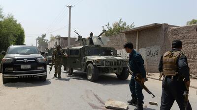 File photo: Afghan security forces inspect at the site of a suicide bombing in Jalalabad east of Kabul, Afghanistan. AP