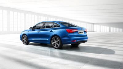 The sedan from the rear.