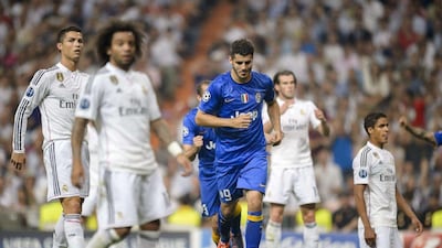 Juventus forward Alvaro Morata reacts after scoring against Real Madrid on Wednesday to equalise in the second leg of their Champions League semi-final clash. Dani Pozo / AFP / May 13, 2015