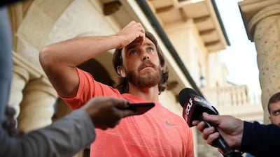 Tommy Fleetwood talks to the media after The Players Championship at TPC Sawgrass was cancelled on March 13 due to the Covid-19 crisis. USA TODAY