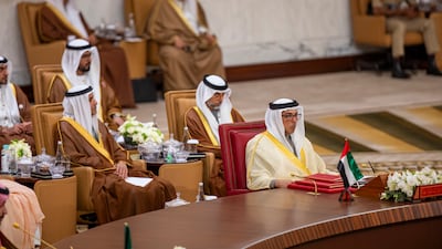Sheikh Mansour, right, during the GCC Summit