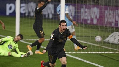 Lionel Messi celebrates a goal. EPA