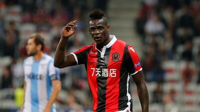 Soccer Football - Europa League - Nice vs Lazio - Allianz Riviera, Nice, France - October 19, 2017 Nice's Mario Balotelli reacts REUTERS/Jean-Paul Pelissier