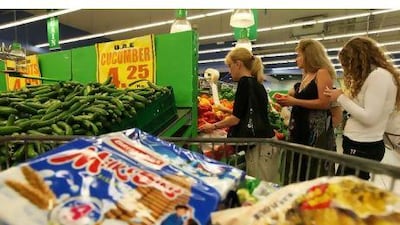 People buying vegetables and grocery items at the Lulu hypermarket in Al Barsha in Dubai.