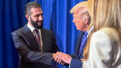 Syrian President Ahmad Al Shara meets US President Donald Trump at the UN General Assembly in New York. Photo: Sana