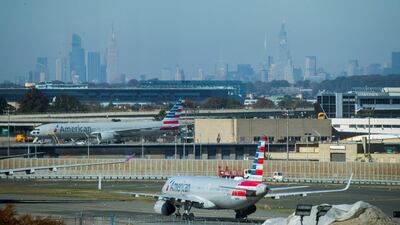 An American Airlines plane taxis at John F Kennedy International Airport in New York. One of the airline's jets was involved in a close call on Friday. Reuters