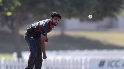 Amir Hayat in action for the UAE against Scotland in 2018. Chris Whiteoak / The National