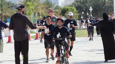 One youngster cycled the route.