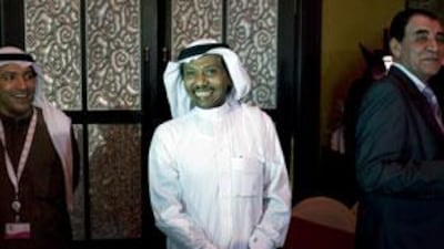 Abdo Khal, centre, at the award ceremony last night.