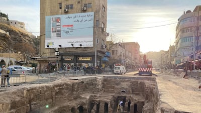 The site of 2,300-year-old Roman baths, uncovered during sewerage works in Amman, Jordan. Amy McConaghy / The National