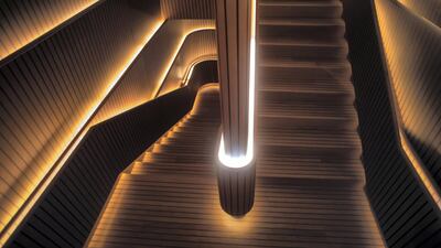 A staircase at the Yacht Club.