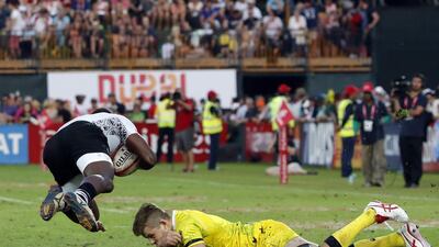 Fiji, in white, will be one of the exciting teams to watch in Dubai and Rio de Janeiro. Karim Sahib / AFP