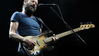 Sting headlined on the second day of the Dubai Jazz Festival at the Dubai Media City amphitheatre. Satish Kumar / The National