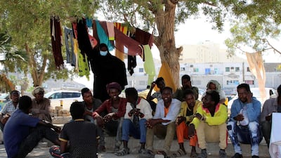 Ethiopian migrants gather to protest against their treatment in the war-torn country during a sit-in outside a UN compound in the southern port city of Aden. Reuters