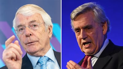John Major, left, and Gordon Brown helped launch a report that says big UK government decisions should be made by a small set of senior ministers, before being adopted by the full cabinet. PA / Getty Images