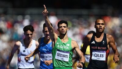 Algeria's Djamel Sedjati won his men's 800m heat at the Paris Olympics at Stade de France. AFP