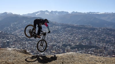 A cyclist takes part in the Challenge Downhill mountain biking race in La Paz, Bolivia. Reuters