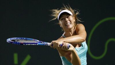 Maria Sharapova in action during her second round defeat to Daria Gavrilova at the Miami Open on March 26. Rhona Wise / EPA
