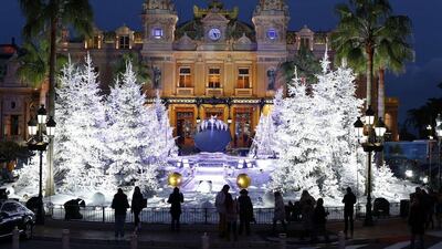 Monaco: The Christmas lights and Christmas trees in front of the Monte-Carlo Casino in Monaco. AFP Photo / Valery Hache