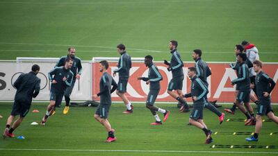 Juventus players during. AP