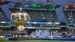 A model of IPL trophy at the MA Chidambaram Stadium in Chennai. AFP