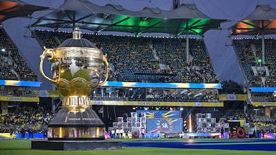 A model of IPL trophy at the MA Chidambaram Stadium in Chennai. AFP