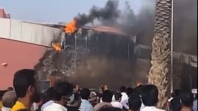 The fire broke out at Dragon Mart mall near International City in Dubai on Sunday.