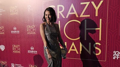 Malaysian actress Carmen Soo posing at the premiere of the film 'Crazy Rich Asians' at the Capitol Theatre in Singapore. Roslan Rahman / AFP