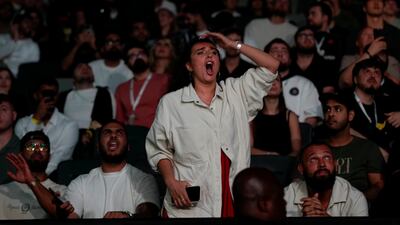 Fans watch the heavyweight contest between Alonzo Menifield and Azamat Murzakanov at UFC Fight Night in Abu Dhabi.