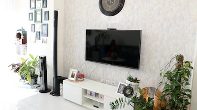 The living room in the apartment