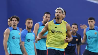 Ronald Araujo during Barca's training session ahead of the friendly against Juventus at the Cotton Bowl in Dallas. Getty