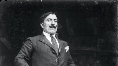 Self-portrait of Camille el Kareh in Zgharta, Lebanon, 1920, digital conversion of a gelatin silver negative on glass. Mohsen Yammine Collection, courtesy of the Arab Image Foundation